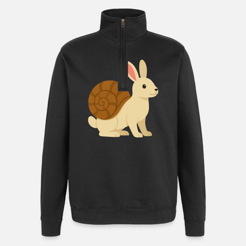 Lapin Escargot tout mignon - Sweat à zip 1/4 - noir