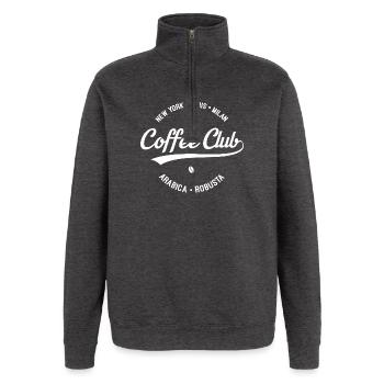 Coffee Club New York Paris Milan Arabica Robusta - Sweat à zip 1/4 - charbon - Devant - AI Model Female 172 light (172cm) & AI Model Male 178 dark (178cm)