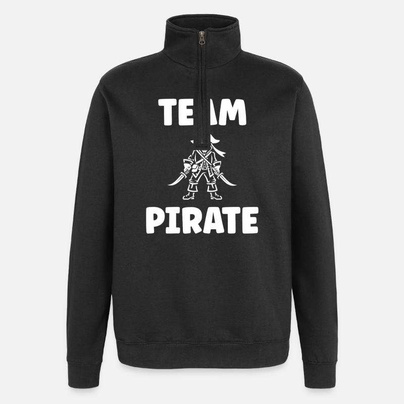 Pirate Silhouette Team - Quarter-Zip Sweatshirt - black
