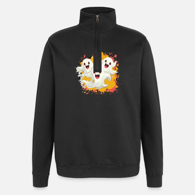 Ghost Trio Comic - Quarter-Zip Sweatshirt - black
