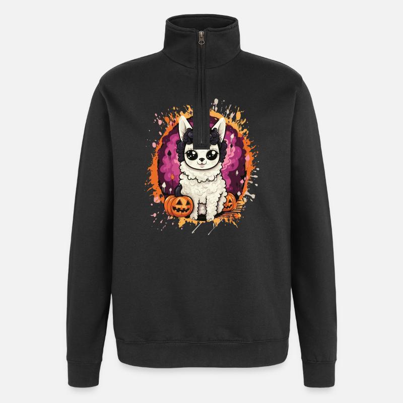 Llama Witch in Halloween Magic - Quarter-Zip Sweatshirt - black