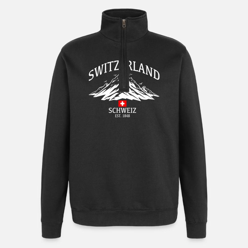 Schweiz swiss Est.1848 - Quarter-Zip-Sweatshirt - Schwarz