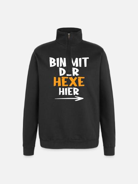 Bin mit der Hexe hier - Quarter-Zip-Sweatshirt - Schwarz