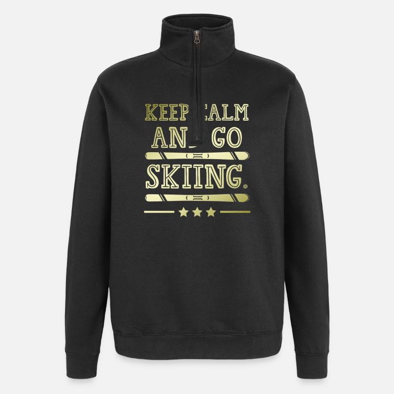 Restez calme ski - Sweat à zip 1/4 - noir