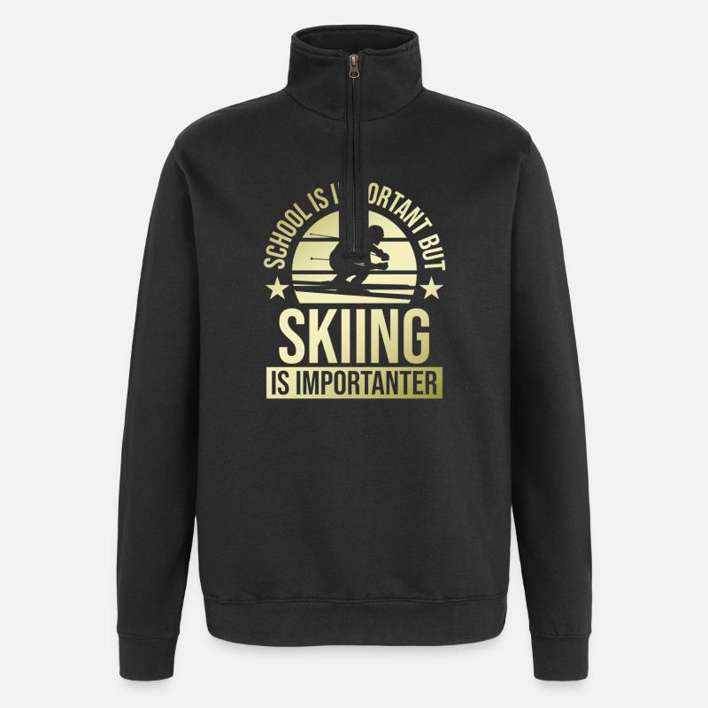schule wichtig ski wichtiger - Quarter-Zip-Sweatshirt - Schwarz
