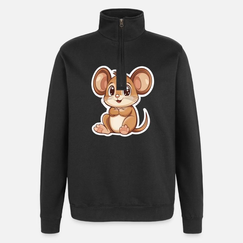 souris - Sweat à zip 1/4 - noir