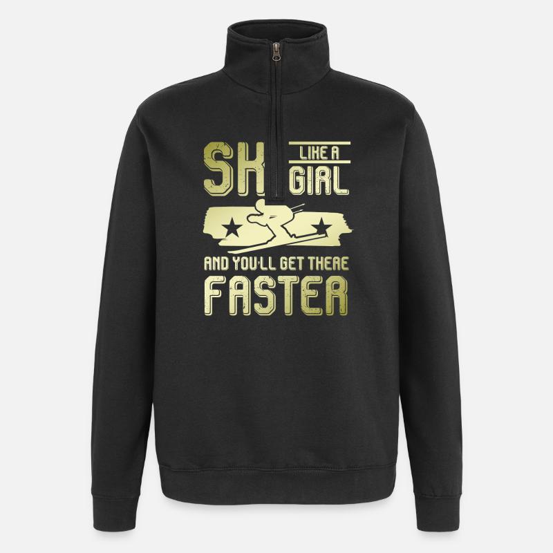 ski mädchen - Quarter-Zip-Sweatshirt - Schwarz