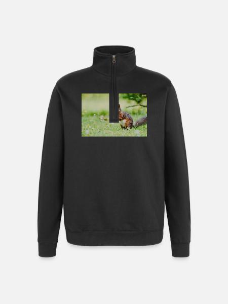 Squirrel Mosaic in the grass field - Quarter-Zip Sweatshirt - black