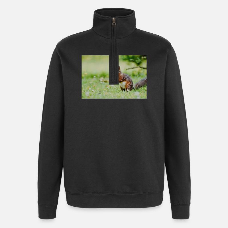 Mosaïque d’écureuil dans le champ d’herbe - Sweat à zip 1/4 - noir