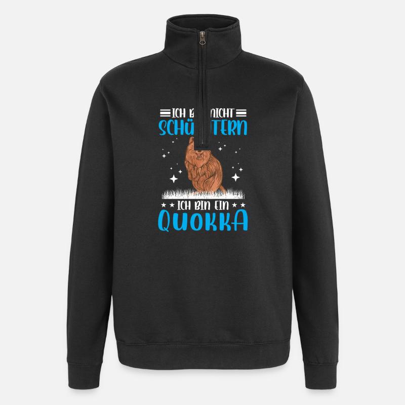 Quokka shy short-tailed kangaroo - Quarter-Zip Sweatshirt - black