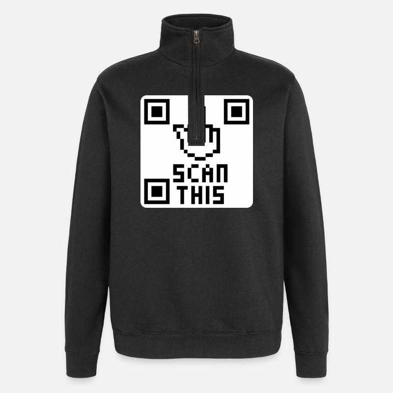 QRcode doigt d'honneur - Sweat à zip 1/4 - noir