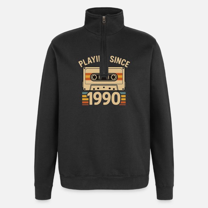 Playing Since 1990 Cassette - Quarter-Zip Sweatshirt - black