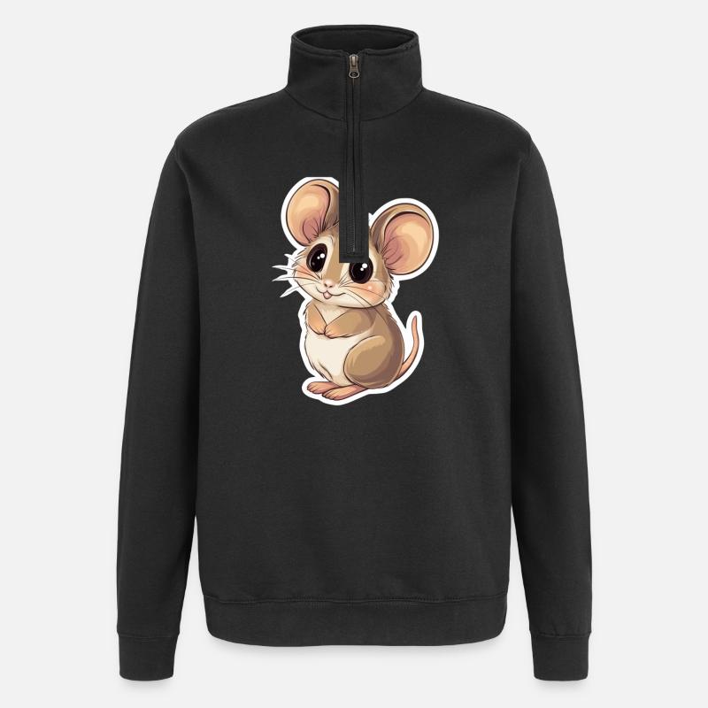 souris - Sweat à zip 1/4 - noir