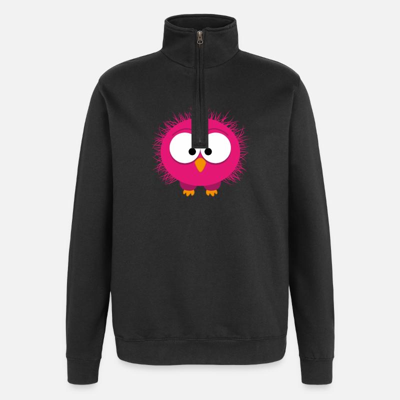 Flauschiges Pinkes Vogelchen Portrait - Quarter-Zip-Sweatshirt - Schwarz