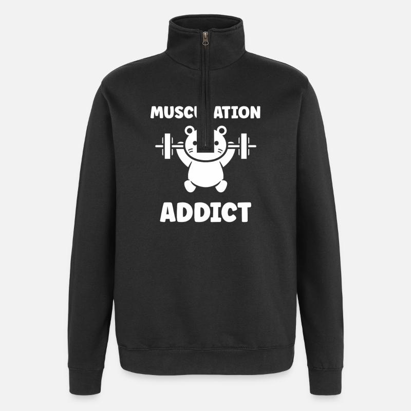 Bodybuilding-Süchtiger - Quarter-Zip-Sweatshirt - Schwarz