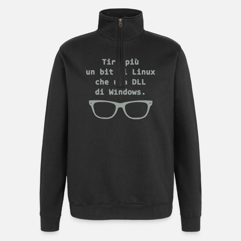 Linux (Englisch) - Quarter-Zip-Sweatshirt - Schwarz
