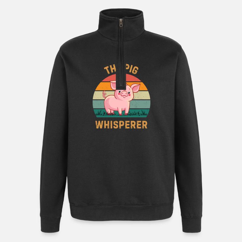 Schweineflüsterer - Quarter-Zip-Sweatshirt - Schwarz