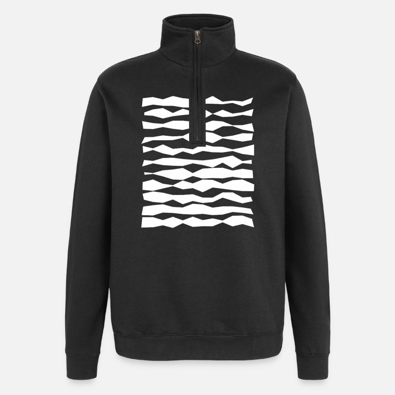 Rayures monochromes en zigzag - Sweat à zip 1/4 - noir