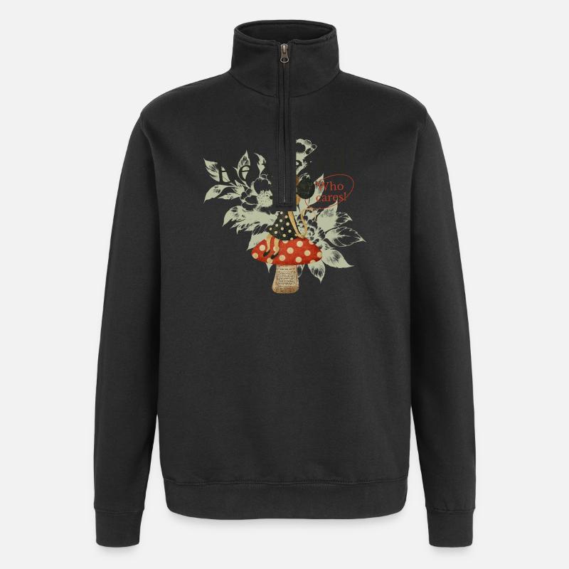 Collage de champignons Be Weird - Sweat à zip 1/4 - noir