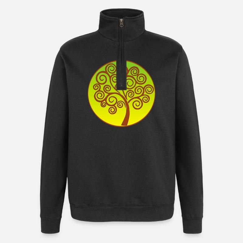 Spiralförmiger Baum des Lebens - Quarter-Zip-Sweatshirt - Schwarz