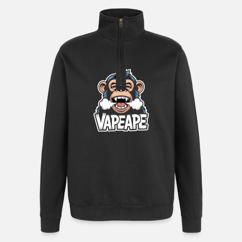 Vape Ape Funny Monkey Graphique - Sweat à zip 1/4 - noir