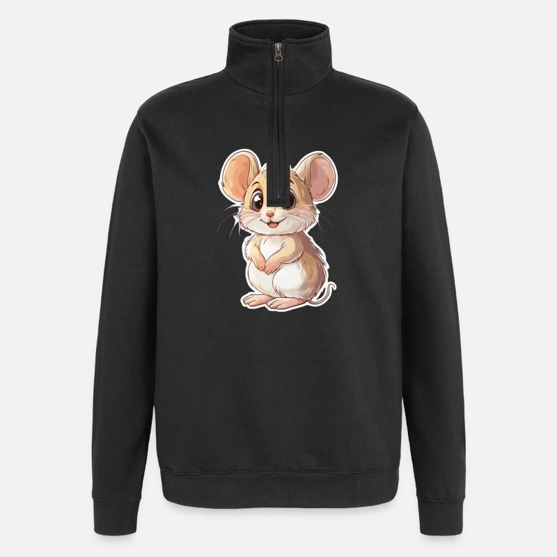 Maus - Quarter-Zip-Sweatshirt - Schwarz