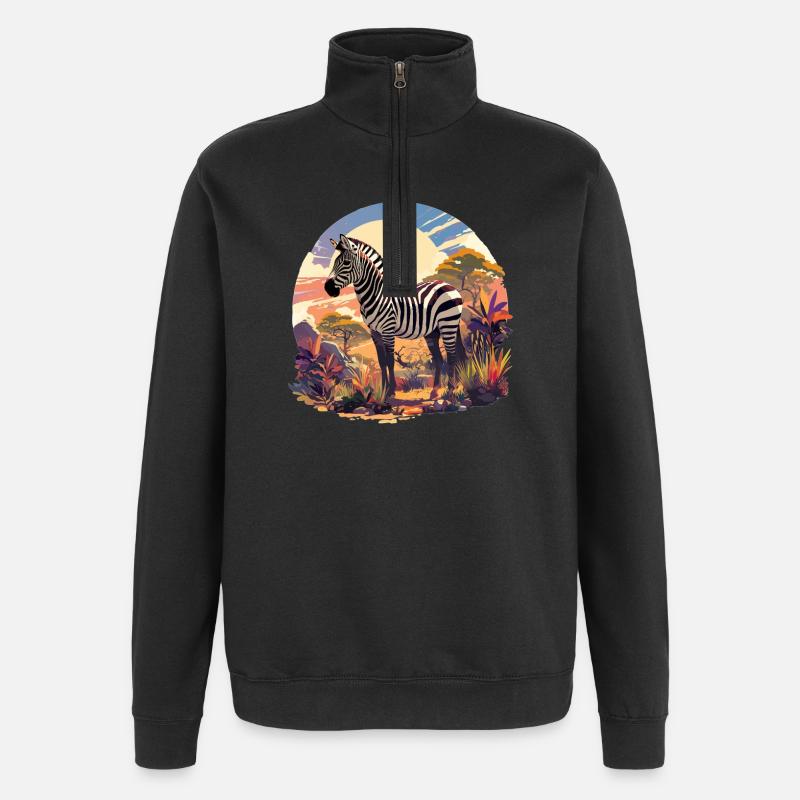 Zebras Zebra - Quarter-Zip Sweatshirt - black