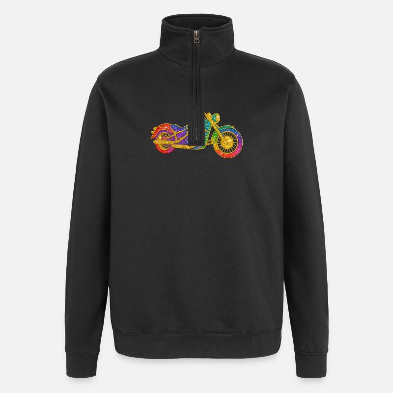 Glitzerndes Regenbogenmotorrad - Quarter-Zip-Sweatshirt - Schwarz