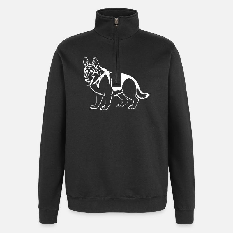 Schäferhund weiß - Quarter-Zip-Sweatshirt - Schwarz