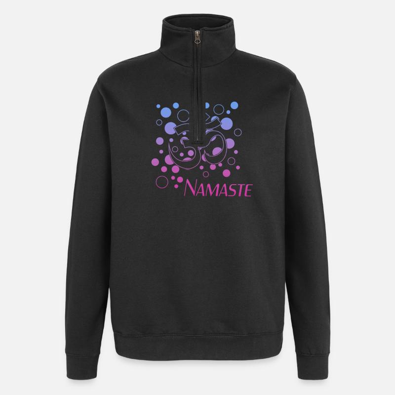 Om Namaste Gradient Kreisdesign - Quarter-Zip-Sweatshirt - Schwarz