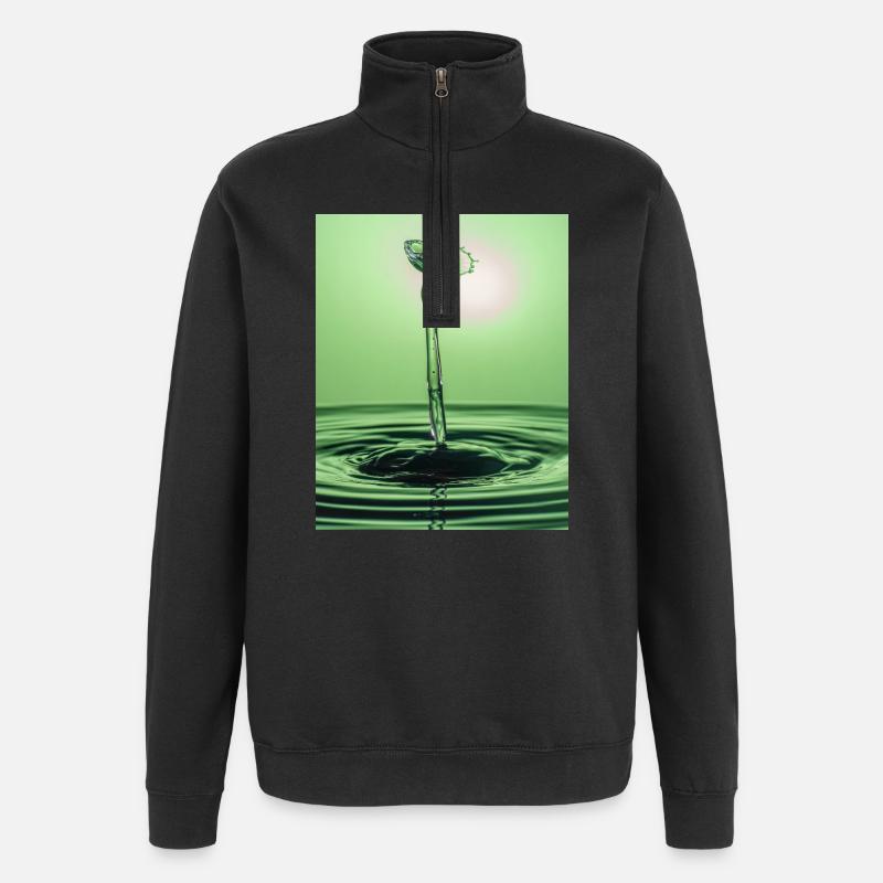 Abstrait liquide vert - Sweat à zip 1/4 - noir