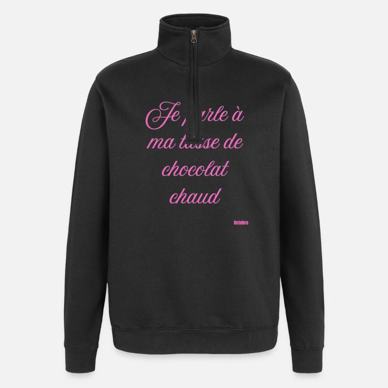 Tasse Chocolat Chaud Script Rose - Sweat à zip 1/4 - noir