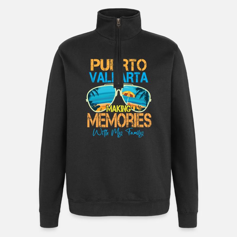 Puerto Vallarta crée des souvenirs - Sweat à zip 1/4 - noir