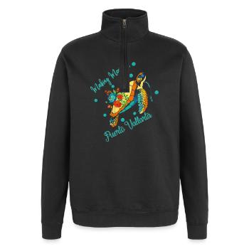 making memories Puerto Vallarta Vacation Souvenir  - Quarter-Zip Sweatshirt - black - Front - AI Model Female 172 light (172cm) & AI Model Male 178 dark (178cm)