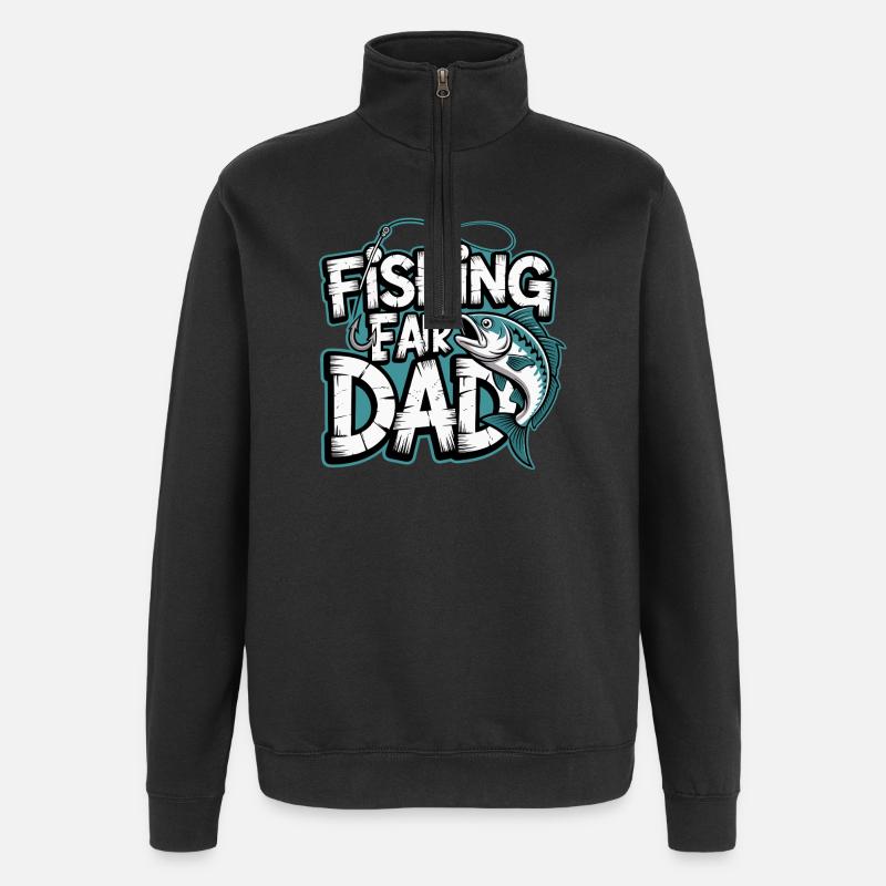 Fishing Dad Comic Tee - Quarter-Zip Sweatshirt - black