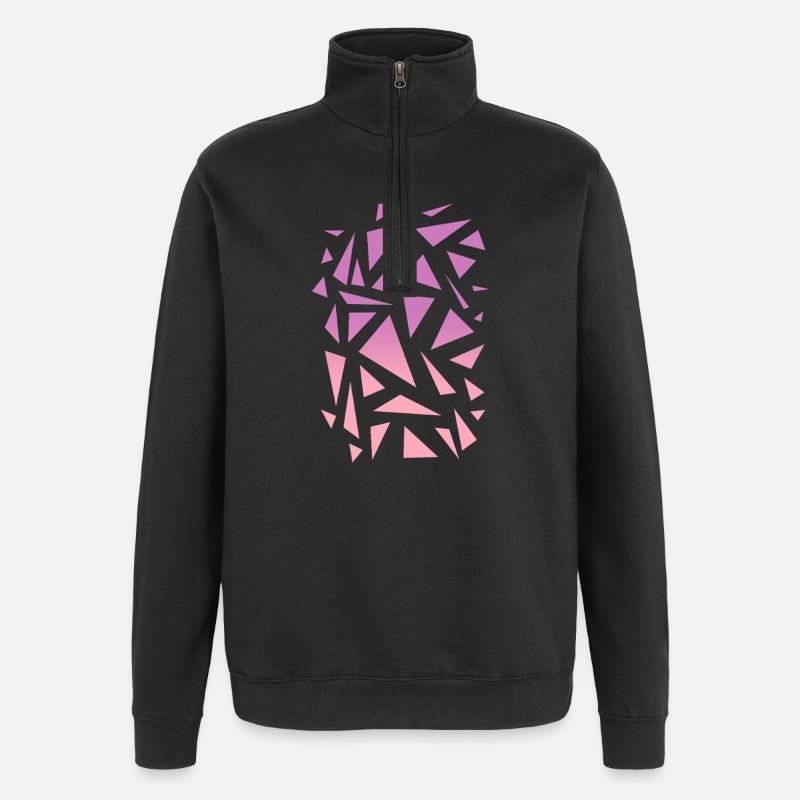 Dreieck Muster - lila rosa - Quarter-Zip-Sweatshirt - Schwarz