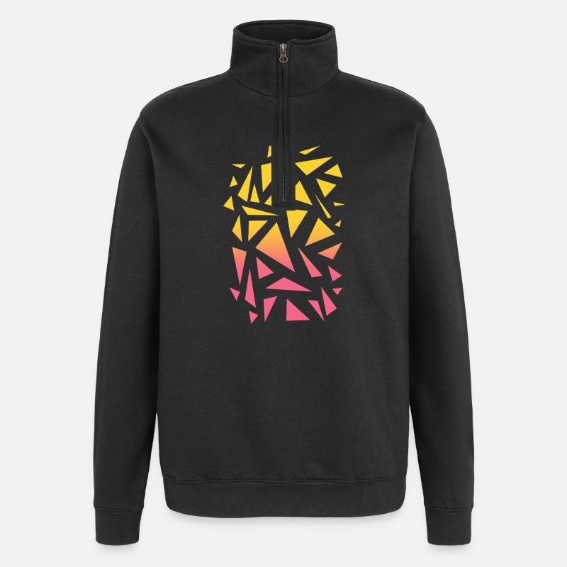 Triangle Pattern - Yellow Red - Quarter-Zip Sweatshirt - black
