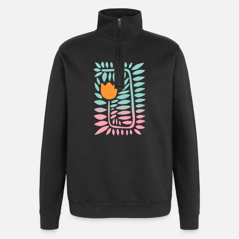 Gradient tulip - turquoise - Quarter-Zip Sweatshirt - black