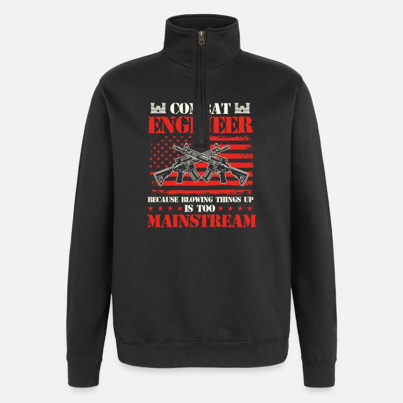Combat Engineer Blowing Things Up Joke - Quarter-Zip Sweatshirt - black