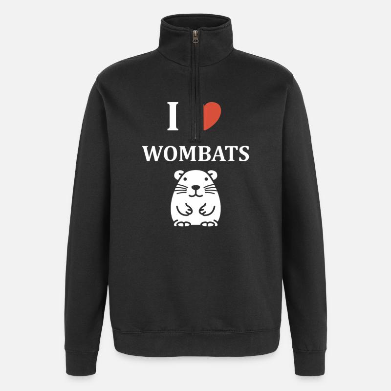 J adore les wombats - Sweat à zip 1/4 - noir