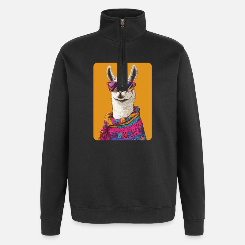 lama - Sweat à zip 1/4 - noir