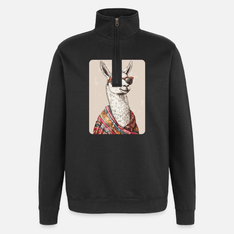 lama - Sweat à zip 1/4 - noir