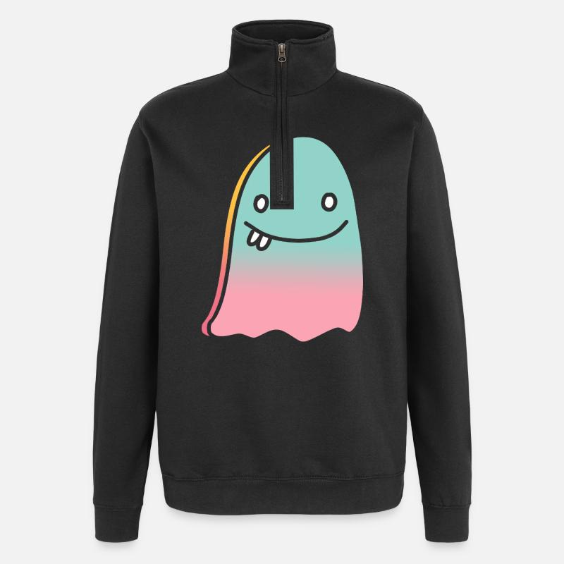 Geist doodle gradient - Quarter-Zip-Sweatshirt - Schwarz