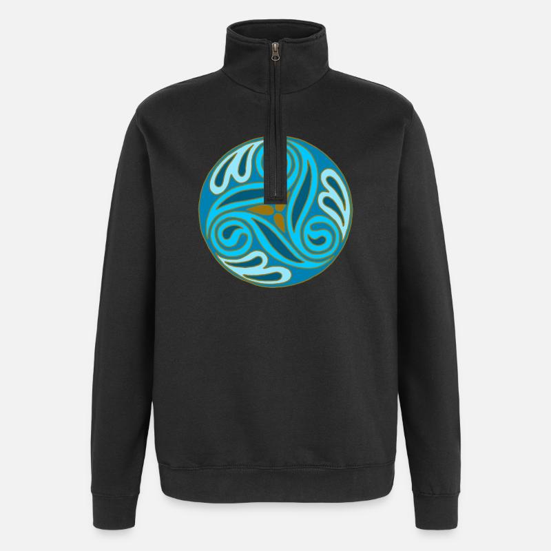 Sphère celte Bleue - Sweat à zip 1/4 - noir
