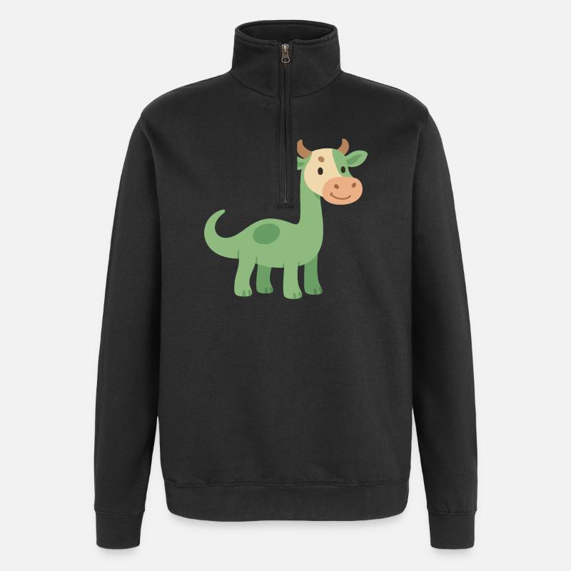 Dinosaur with cowhide head - Quarter-Zip Sweatshirt - black