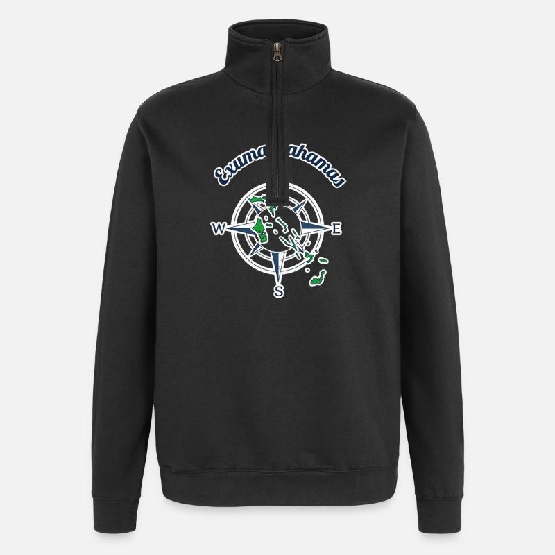 Exuma Bahamas Kompass Grafik - Quarter-Zip-Sweatshirt - Schwarz