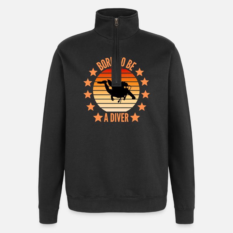 Born to be a diver - Quarter-Zip-Sweatshirt - Schwarz
