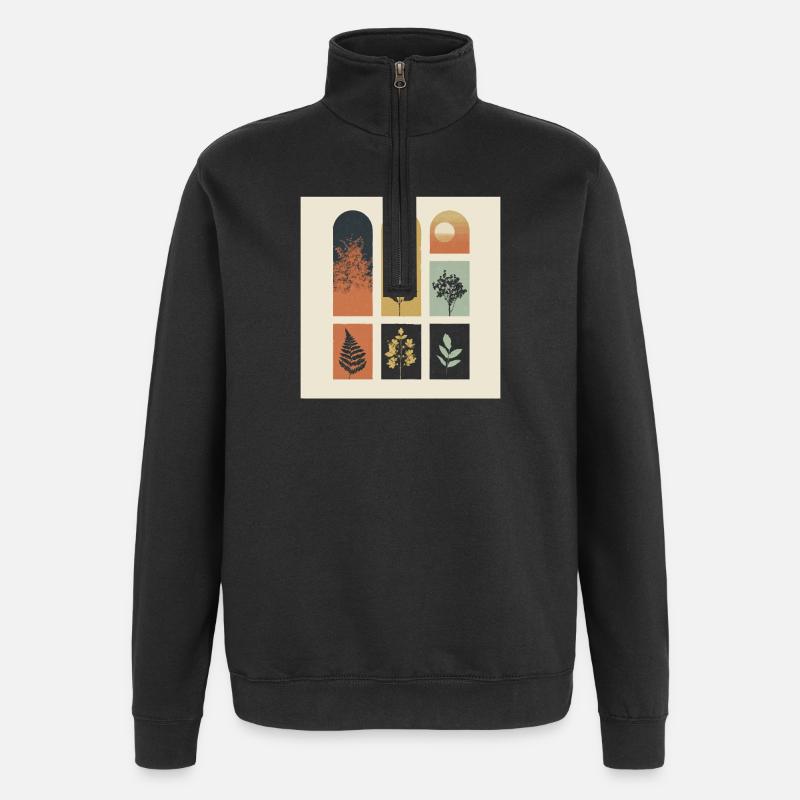 Grille des plantes d’automne - Sweat à zip 1/4 - noir