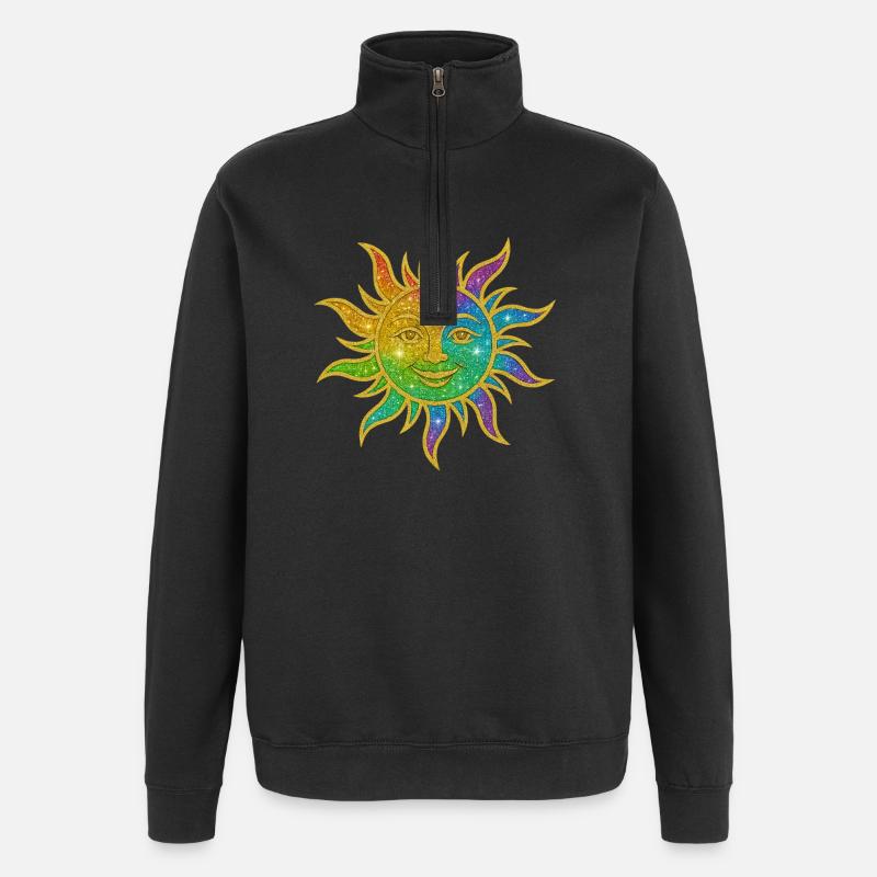 Rainbow Sun Glitter Star - Quarter-Zip Sweatshirt - black