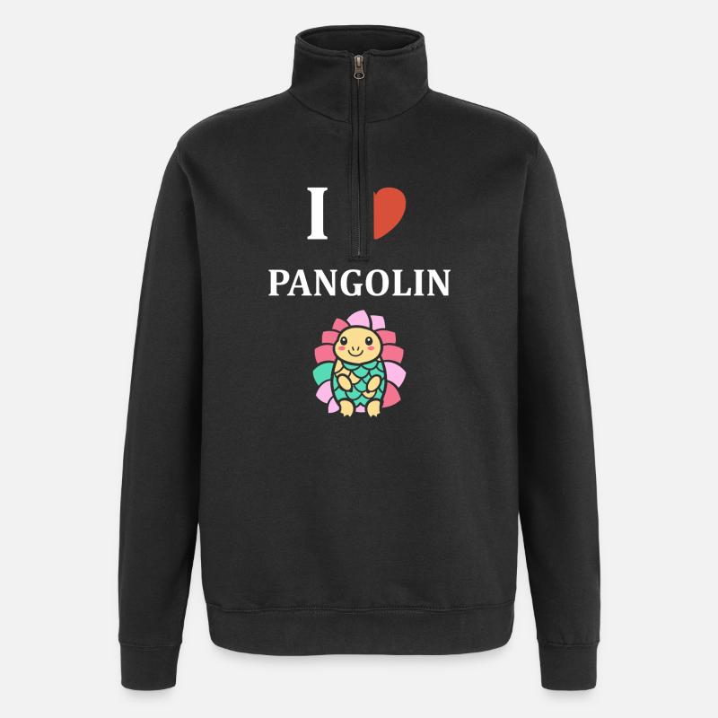Ich liebe Pangolin TShirt Bunt - Quarter-Zip-Sweatshirt - Schwarz